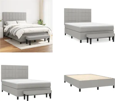 Immagine prodotto di vidaXL Letto a molle con materasso in tessuto grigio chiaro 140x200 cm - Letto a molle - Boxspringbetten - Bett - Schlafzimmermöbel