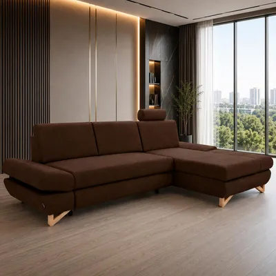 Produktbild von Ecksofa "LUCIA" mit Schlaffunktion und Bettkasten; Modernes Schlafsofa, KI-generiertes Bild