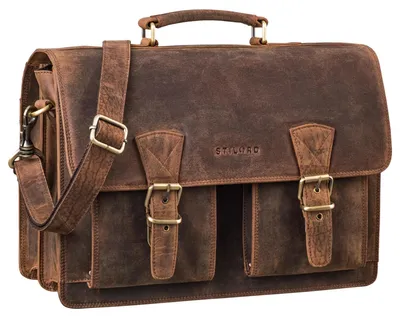 Produktbild von Große Vintage Leder Lehrertasche mit Laptopfach