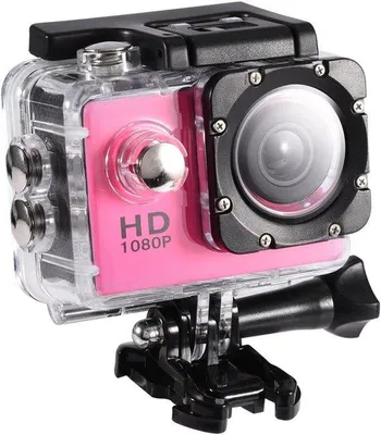 Image de Kit caméra d'action 1080p 12 Mpx, caméra vidéo de sport d'extérieur 30 m, caméra sous-marine USB 2.0 avec batterie rechargeable de 900 mAh et accessoires de fixation (rose)