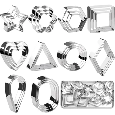 Produktbild von Mini-Ausstechformen-Set für Kekse, Modelliermasse, Edelstahl, Fondant, n, Gebäck, 30 geometrische Formen