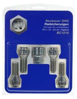 Productafbeelding van MCGARD LoKNoX wielslotset, chroom, 60°, M12, sleutelmaat 17 en 19, 30,5 mm lengte, geschikt voor PEUGEOT 106 II (hatchback, 1A, 1C), 205 II (20A/C), 306 (hatchback)