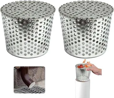 Productafbeelding van Goot Bladvanger Roestvrij Staal Set van 2 Regenpijp Bladbescherming 90-110 mm Valpijp
