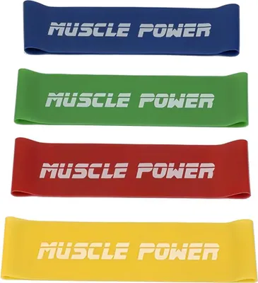 Zdjęcie produktu dla Zestaw 4 mini taśm Muscle Power (ŻÓŁTA, CZERWONA, ZIELONA, NIEBIESKA)