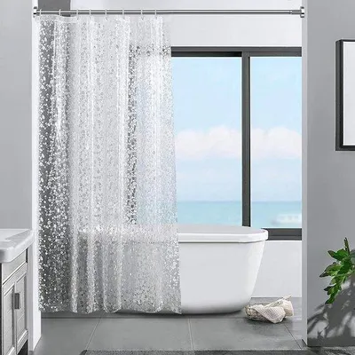 Produktbild von Famanu Duschvorhang 3D Steinmuster - Transparent, 120 x 180 cm