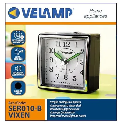 Produktbild von Nachttischwecker Velamp, geräuschlos, analog, Quarzwecker, Schlummerfunktion,