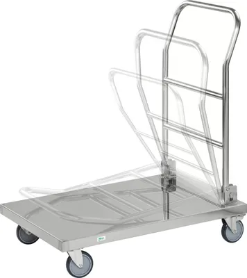 Produktbild von Kongamek Edelstahl- Plattformwagen rostfrei 800x500x940mm Gummibereifung mit Bremse
