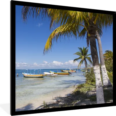 Produktbild von MuchoWow® MuchoWow® Gerahmtes Poster Strand von Isla Mujeres 40x40 cm - Poster mit zchwarzem Bilderrahmen - Mit Rahmen - Wanddekoration Schlafzimmer