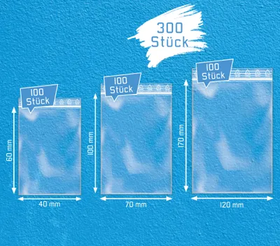 Produktbild von Druckverschlussbeutel Set 300 Stk. 50my Folienbeutel ZIP Beutel Verschlussbeutel