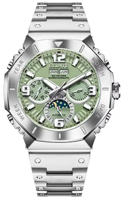 Produktbild von Herrenuhr GELATU Whinger, Edelstahl, Chronograph, Silbergrün / Grün