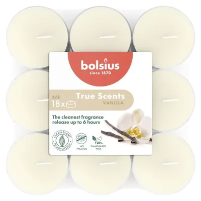 Produktbild von Bolsius Duft-Teelichter 6h 18 Stück Vanille