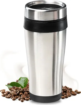 Produktbild von ALLAN - 0,4 Liter Doppelwandiger Kaffebecher aus Edelstahl in Silber/Schwarz silber/schwarz
