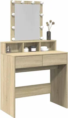 Produktbild von vidaXL Schminktisch mit LED-Beleuchtung Sonoma-Eiche 80x41x144,5 cm