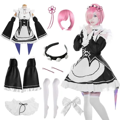 Produktbild von Mädchen-Outfit im eleganten Design – Cosplay, Anime – Rollenspielset – Kleid mit Kragen – Ärmel und Haarreif – Erhältlich in den Größen M/L/XL – Cosplay-Kostüm