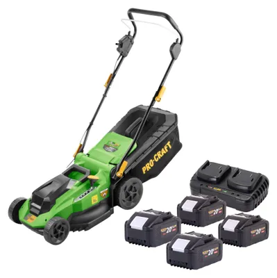 Produktbild von Procraft PLM21bb Akku Rasenmäher 40 V ( 2x 20 V ) 380 mm Brushless + 4x Akku 8,0 Ah + Ladegerät