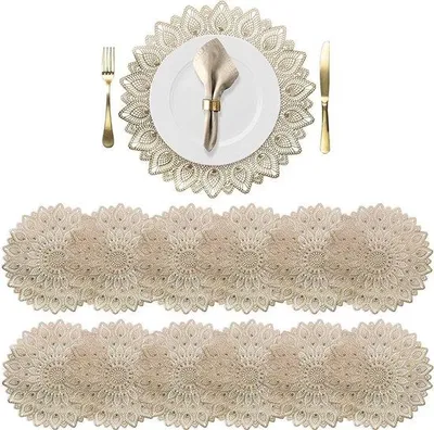 Obrázok produktu pre zlaté vinylové obrusy na stôl (38 cm), elegantné, tepelne odolné dekoratívne obrusy na sviatky, oslavy, svadobnú výzdobu a výzdobu stola