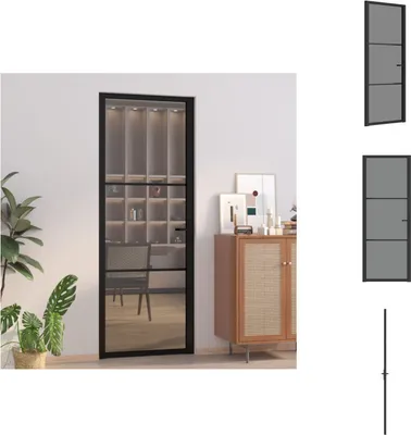 Produktbild von vidaXL Innentür 76x201,5 cm Schwarz ESG-Glas und Aluminium -  Haustüren