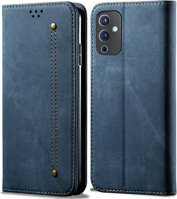 Produktbild von OnePlus 9 Hülle, Leder Brieftasche Flip Bookstyle Schutzhülle mit Standfunktion für OnePlus 9 Blau