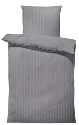 Produktbild von 4 teilig Bettwäsche 155x220 cm gestreift grau weich Damast Microfaser Übergröße