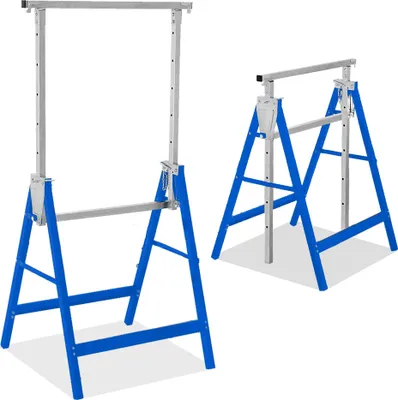 Produktbild von JOIEYOU Teleskop Gerüste 80-130cm Höhenverstellbar Stützen Böcke 2er Set Metall Werkbank Gerüstbock Klappbar Arbeitsböcke Stabil Untergestell Belastbarkeit bis 200KG Klappbock Set