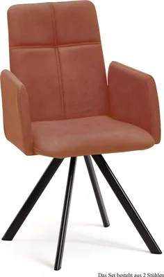 Produktbild von Armlehnstuhl (2er-Set) Dawna 52x92x60 Schwarz/Cognac