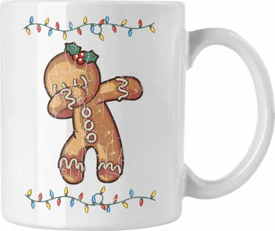 Produktbild von Trendation - Weihnachten Tasse Lebkuchenmann für Kinder Weihnachtstasse Lustig Geschenk Becher Jungs Jungen Mädchen Cute Lebkuchen Grafik (Weiß)