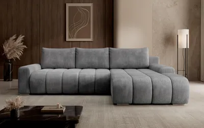 Produktbild von Moebelfest Porto Ecksofa L‑Form – Cordstoff Dunkelgrau – Rechts