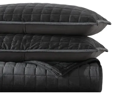 Produktbild von Vera Wang - Bettwäsche-Set für King-Size-Betten, Designer-Bettwäsche-Set mit Kissenbezügen, Samt, Heimdekoration (Diamantschwarz, Kingsize-Bett)