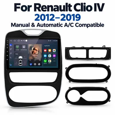 Imagen del producto de Radio para coche Android 15 de 10 pulgadas, compatible con Renault Clio IV (2012-2019), con CarPlay, Android Auto, GPS, navegación, Wi-Fi, Bluetooth, control de volante y puertos USB. Memoria: 2GB + 64GB