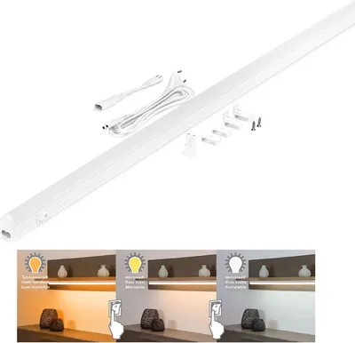 LED Unterbauleuchte Linex Switch Tone 120 3stufig umschaltbar 2200K3000K4000K mit MemoryFunktion koppelbar energiesparend 120cm Kunststoff Weiss einfache Montage Wohnbereich