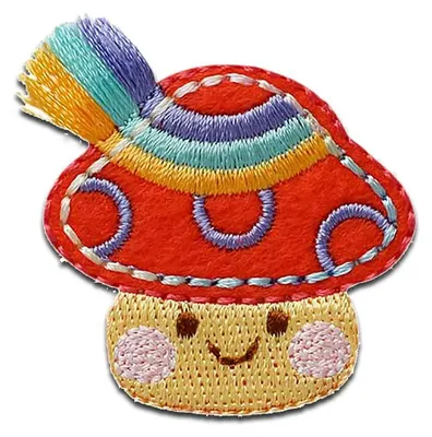 Produktbild von Mono-Quick Pilz mit Fransen - Aufnäher, Bügelbild, Aufbügler, Applikationen, Patches, Flicken, zum aufbügeln, Größe: 4 x 4 cm