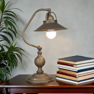 Produktbild von Tischlampe Messing massiv 39 cm E27 Bronze Industrial Nachttischleuchte