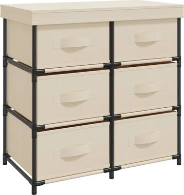 Produktbild von Lagerschrank mit 6 Schubladen 55×29×55 cm Creme Stahl