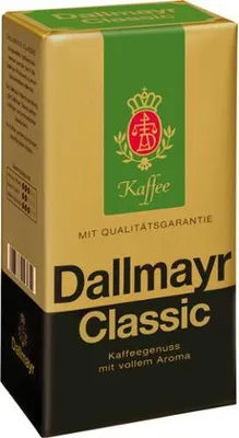 A product shot of a Dallmayr Classic coffee package.