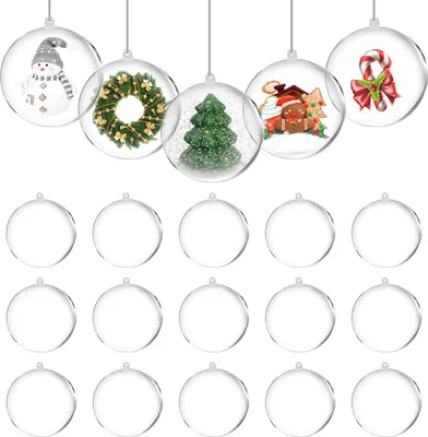 Produktbild von 20PCS 3.15"/80mm Clear Christmas Balls Ornaments Decorative Hanging Ornaments Balls for Christmas Tree Wedding Party Clear Plastic Fillable Christmas Ball Ornaments Set