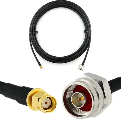 Immagine prodotto di cavo coassiale da RP-SMA maschio a N maschio (testa esagonale) da 15 m - Cavo di prolunga per antenna a bassa perdita HF-240 (equivalente a LMR 240) da 15 metri - per antenna router WiFi Wireless RF WLAN radio modem