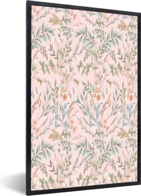 Produktbild von MuchoWow® MuchoWow® Gerahmtes Poster Blumen - Pastell - Vintage 60x90 cm - Poster mit zchwarzem Bilderrahmen - Kunst
