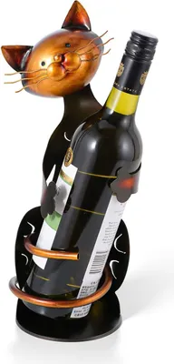 Produktbild von Katzen-Weinflaschenhalter aus Metall, kreative Flaschen-Deko, Tischdekoration und Geschenkidee für Weinliebhaber