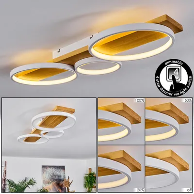 Produktbild von Caces »Caces« dimmbare Deckenlampe aus Metall/Holz in Weiß/Natur