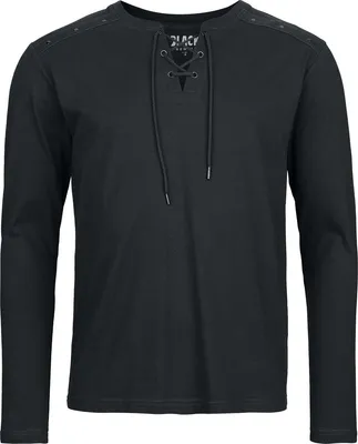 Produktbild von Black Premium by EMP Herren schwarzes Langarmshirt mit Schnürung im Brustbereich M