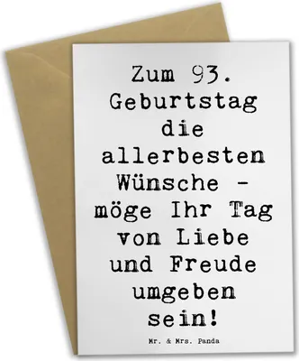 Produktbild von Mr. & Mrs. Panda Glückwunschkarte Spruch 93. Geburtstag Wünsche - Weiß - Geschenk, Weisheit, Happy Birthday, dankeskarten, einladungskarten, hochzeitskarten, osterkarte