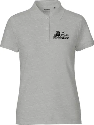 Produktbild von Huuraa Damen Polo Shirt Hiddensee Strandmotiv M Sport Grey Bio Baumwolle Fairtrade Poloshirt Geschenkidee