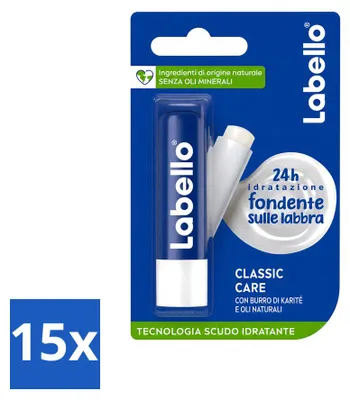 Productafbeelding van 15 x Labello Classic Care lippenbalsem - Verzorgend & beschermend - 5,5 ml - Voordeelverpakking - 15 stuks