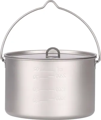 Zdjęcie produktu dla Lixada 2.8L Titanium Pot Ultralekki przenośny wiszący garnek z pokrywką Outdoor Camping Hiking Backpacking