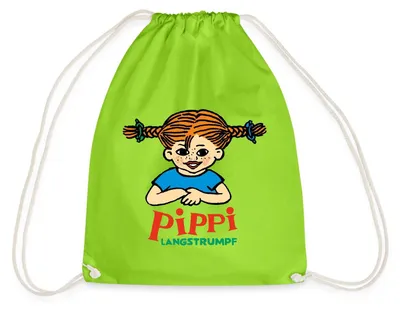 Produktbild von Spreadshirt Pippi Langstrumpf Logo Turnbeutel, One size, Neongrün