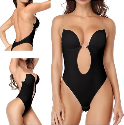 Obrázok produktu pre Dámska body podprsenka čierna, tvarujúce tangá k šatám s odhaleným chrbtom XL Body 01 - čierna - 34