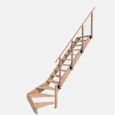 Immagine prodotto di NOVESTA - Scala salvaspazio con quarto di giro in basso a destra in legno con ringhiera