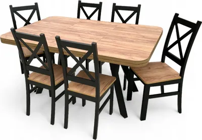 Obrázok produktu pre Súprava 6 stoličiek + skladací stôl Zaowal 90x90/190 cm dub Craft