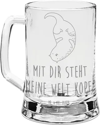 Produktbild von Mr. & Mrs. Panda Krug Otter Kopfüber - Transparent - Geschenk, Liebe, Seeotter, Humpen, Niedlich, Glaskrug, Verknallt, Bierkrug graviert, Seidel, Liebesgeschenk, Verliebt