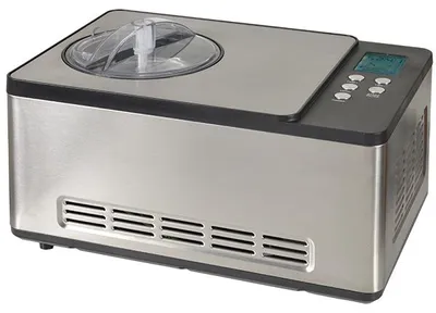 Produktbild von KitchenChef ICE-1530PRO, Kompressor Eismaschine, 1,65 l, 2 Becken, Schwarz, Edelstahl, 20 min, LCD